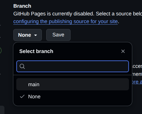 Branch main option