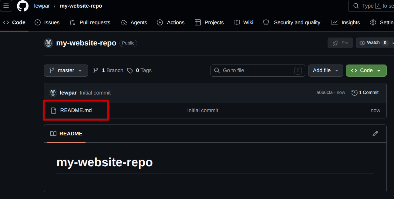 Repository with README.md file
